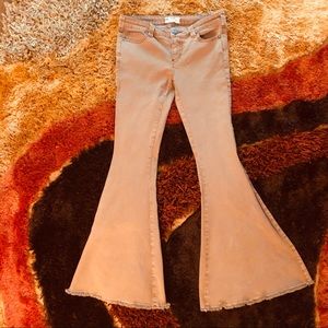 Free People Super Flare Denim Raw Hem Bell Jeans